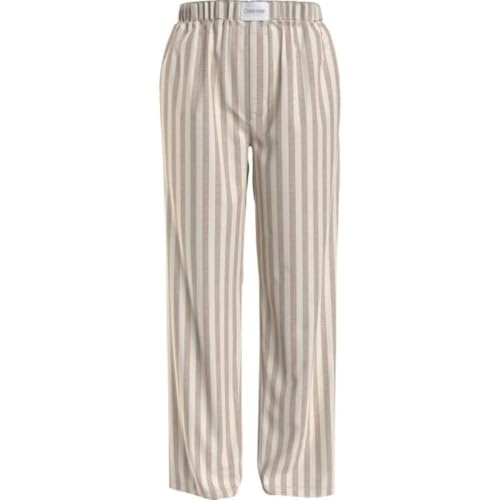 Calvin Klein Damen Pyjamahose Lang, Mehrfarbig (Chambray Stripe_Stone Grey), L von Calvin Klein