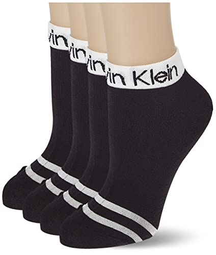 Calvin Klein Damen Quarter Logo Welt Quarter 4 Pack Ecom, Schwarz, Einheitsgröße von Calvin Klein