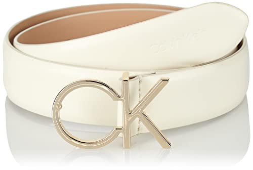 Calvin Klein Damen RE-Lock CK Logo Belt 30MM K60K610157 Gürtel, Weiß (Ecru), 110 von Calvin Klein Jeans