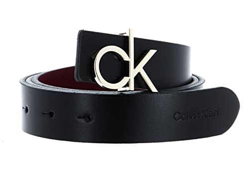 Calvin Klein Damen RE-Lock REV Belt 30MM Gürtel, Black/Bordeaux, 75 von Calvin Klein