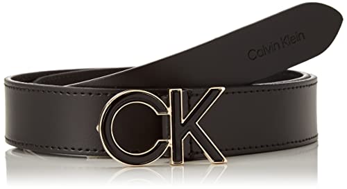 Calvin Klein Damen RE-Lock SAFF 3CM Belt K60K609980 Gürtel, Schwarz (Ck Black), 130 von Calvin Klein Jeans