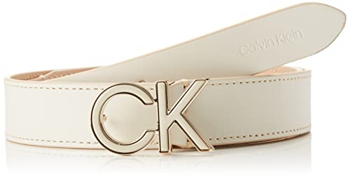 Calvin Klein Damen RE-Lock SAFF CK 3CM Belt K60K609980 Gürtel, Weiß (Ecru), 120 von Calvin Klein Jeans