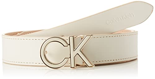 Calvin Klein Damen RE-Lock SAFF CK 3CM Belt K60K609980 Gürtel, Weiß (Ecru), 125 von Calvin Klein Jeans