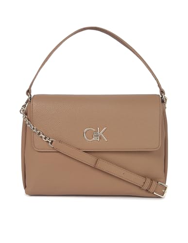 Calvin Klein Damen Tasche Re-Lock Tote Flap mit Reißverschluss, Beige (Safari Canvas), Einheitsgröße von Calvin Klein