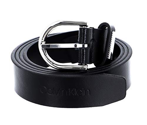 Calvin Klein Damen Gürtel Ck Must Round Belt 2.5 cm Ledergürtel, Schwarz (Ck Black), 90 cm von Calvin Klein