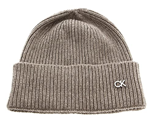 Calvin Klein Damen Re-Lock Beanie Mütze, Grau (Deep Taupe), One Size von Calvin Klein