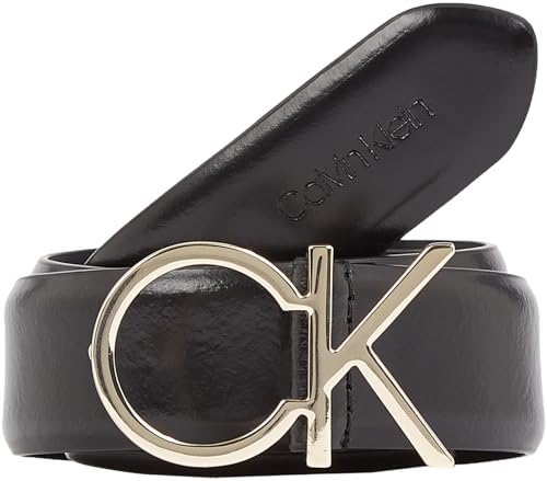 Calvin Klein Damen Gürtel Re-Lock Logo Belt 3,0 cm Ledergürtel, Schwarz (Ck Black), 80 von Calvin Klein