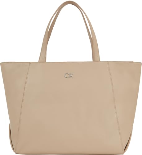 Calvin Klein Damen Tote Bag Tasche Re-Lock Seasonal Shopper Mittelgroß, Beige (Silver Mink), Onesize von Calvin Klein