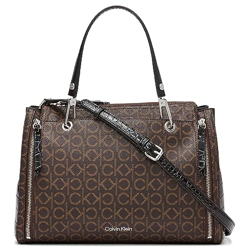 Calvin Klein Damen Reyna Umhängetasche, Braun/Khaki/Schwarzes Logo Calvin Klein Damen Reyna Umhängetasche, Braun/Khaki/Schwarzes Logo von Calvin Klein