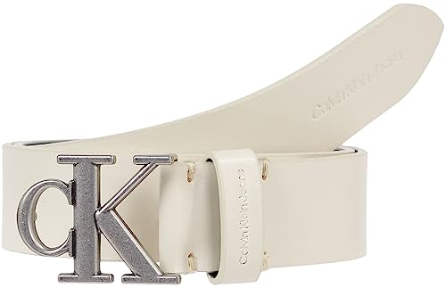 Calvin Klein Jeans Damen Gürtel 3,0 cm Ledergürtel, Weiß (Ivory), 85 von Calvin Klein Jeans