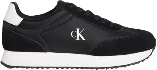 Calvin Klein Damen Runner Sneaker Laceup aus Leder, Schwarz (Black/Bright White), 39 von Calvin Klein