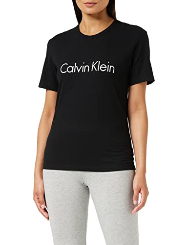 Calvin Klein Damen S/S Crew Neck Schlafanzugoberteil, Schwarz (Black 001), 38 (Herstellergröße: M) von Calvin Klein