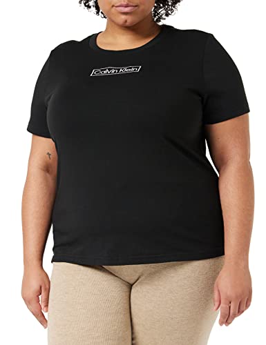 Calvin Klein Damen T-Shirt Kurzarm Rundhalsausschnitt, Schwarz (Black), S von Calvin Klein