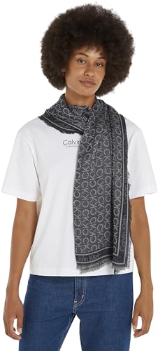 Calvin Klein Damen Schal Monogram Jacquard Scarf 130x130 Winter, Schwarz (Ck Black), Onesize von Calvin Klein