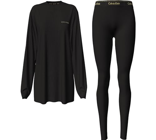 Calvin Klein Damen Pyjama-Set Lang, Schwarz (Black), S von Calvin Klein
