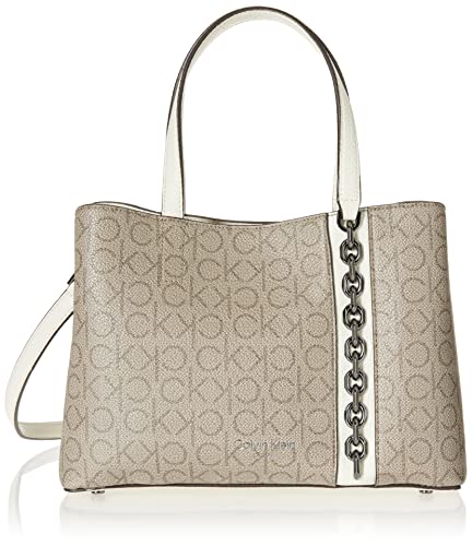 Calvin Klein Damen Schulranzen Adeline Umhängetasche mit 3 Fächern, Mandel/Taupe/Cherub White von Calvin Klein