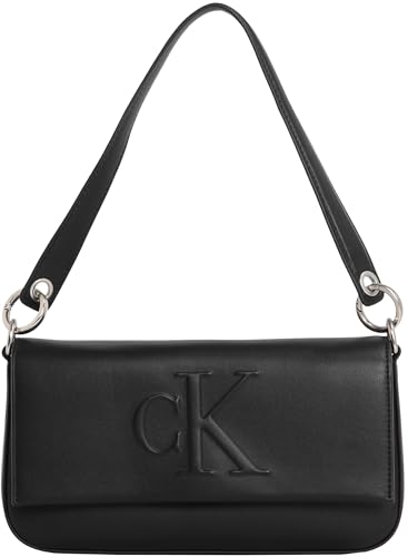 Calvin Klein Damen Schultertasche Sculpted Flap Pouch mit Logo, Schwarz (Black), Einheitsgröße von Calvin Klein