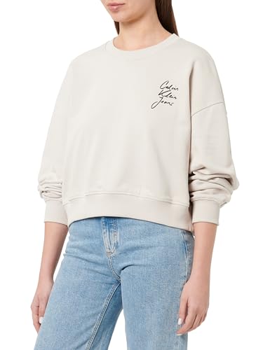 Calvin Klein Damen Script Institutionaj20J224743 Pullover-Sweatshirt, Moonbeam, M Calvin Klein Damen Script Institutionaj20J224743 Pullover-Sweatshirt, Moonbeam, M von Calvin Klein