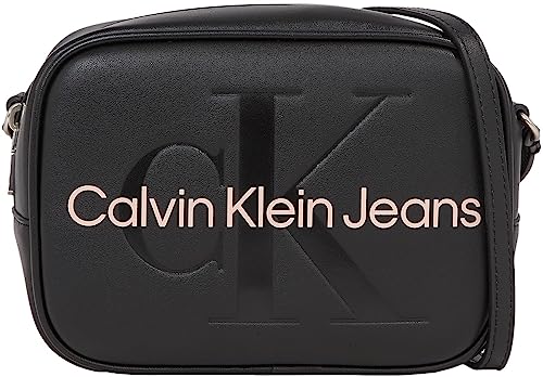 Calvin Klein Jeans Damen Umhängetasche Klein, Schwarz (Black With Rose), Onesize von Calvin Klein Jeans