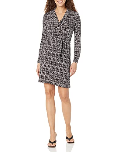 Calvin Klein Damen Short Sleeve Collared Dress with Button Down Front Kleid, Schwarz/Creme 2, 36 von Calvin Klein