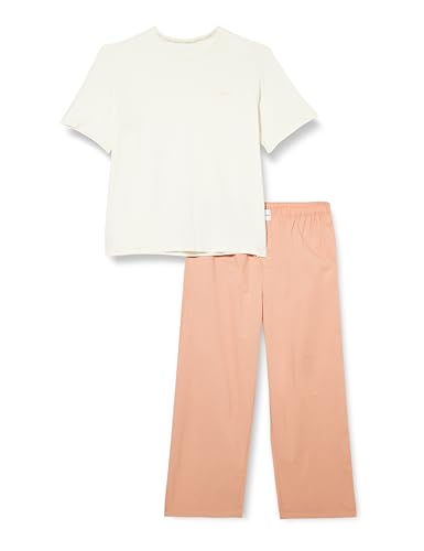 Calvin Klein Damen Pyjama-Set Kurz/Lang, Mehrfarbig (Vanilla Ice/Stone Grey), L von Calvin Klein