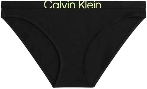 Calvin Klein Damen Slip Bikini Form Baumwolle mit Stretch, Schwarz (Black/Sunny Lime), M von Calvin Klein