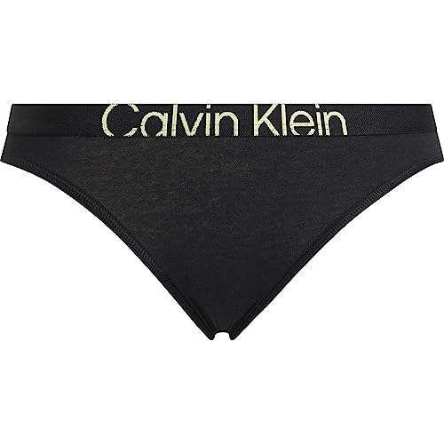 Calvin Klein Damen Slip Bikini Form Baumwolle mit Stretch, Schwarz (Black/Sunny Lime), XS von Calvin Klein