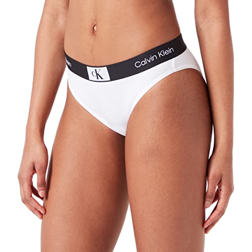 Calvin Klein Damen Slip Bikini Form Baumwolle mit Stretch, Weiß (White), L von Calvin Klein