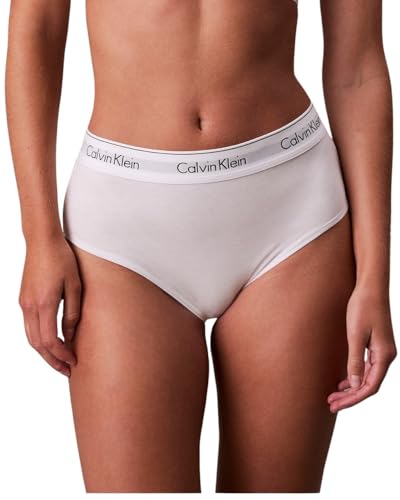 Calvin Klein Damen Slip Bikini Form High Waist mit Logobund, Weiß (White), XL von Calvin Klein