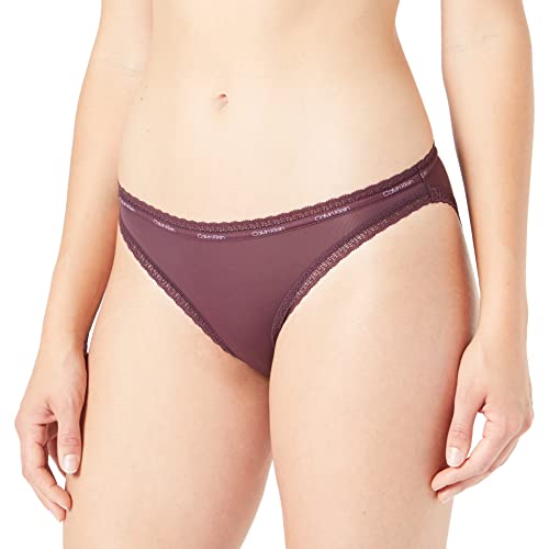 Calvin Klein Damen Slip Bikini Form mit Spitze, Violett (Power Plum), M von Calvin Klein