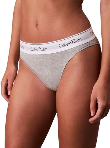Calvin Klein Damen Slip High Leg mit Logobund, Grau (Grey Heather), XS von Calvin Klein