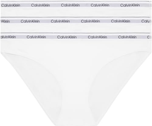 Calvin Klein Damen 3er Pack Slips Bikini Form Baumwolle mit Stretch, Weiß (White/White/White), 3XL von Calvin Klein