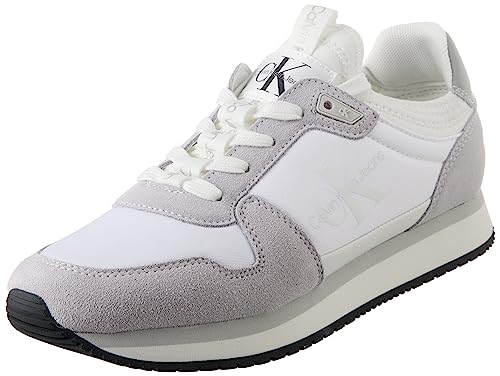 Calvin Klein Jeans Damen Runner Sneaker Sportschuhe, Mehrfarbig (Bright White/Oyster Mushroom), 36 von Calvin Klein Jeans