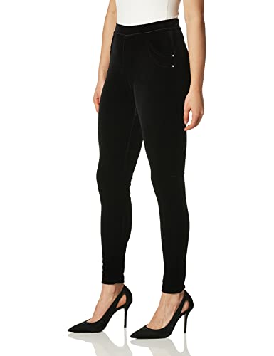 Calvin Klein Damen Stretch-Samt Leggings, schwarz, X-Klein von Calvin Klein