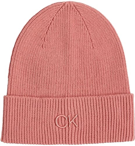 Calvin Klein Damen Strickmütze Embroidery Fine Rib Beanie Warm, Rosa (Dusty Rose), Einheitsgröße von Calvin Klein