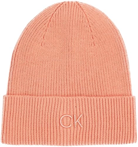 Calvin Klein Damen Strickmütze Embroidery Fine Rib Beanie Warm, Orange (Tawny Orange), Einheitsgröße von Calvin Klein