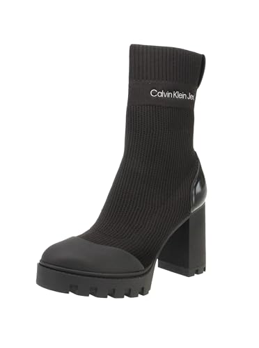 Calvin Klein Jeans Damen Mid Boot Stiefel Platform Strick, Schwarz (Triple Black), 40 von Calvin Klein