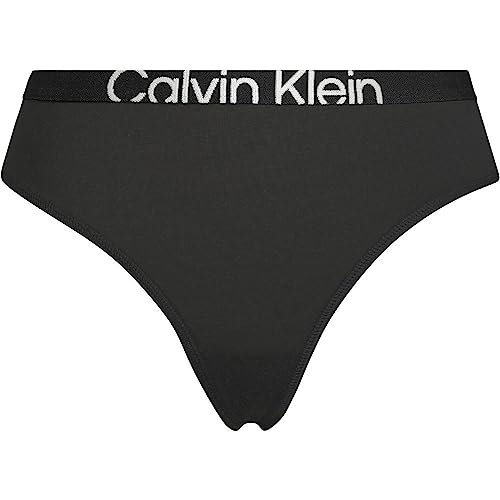 Calvin Klein Damen String Tanga, Schwarz (Black/Sunny Lime), M von Calvin Klein