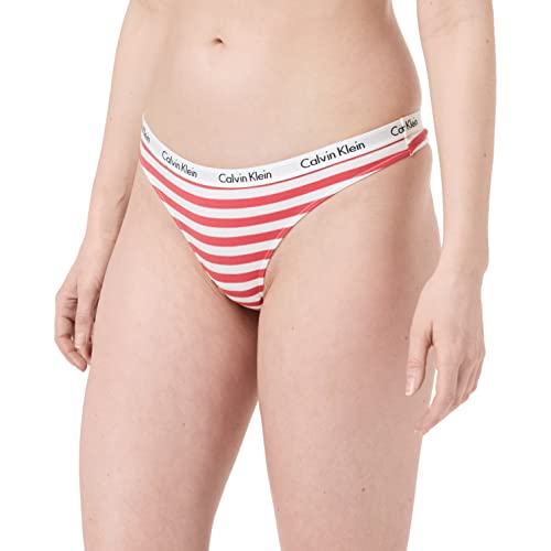 Calvin Klein Damen String Thong mit Stretch, Rainer Stripe Cut Rose, L von Calvin Klein Jeans