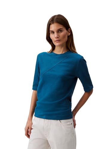 Calvin Klein Jeans Damen Strukturiertes Strickoberteil mit 3/4-Ärmeln, Blau (Ink Blue), X-Groß von Calvin Klein Jeans