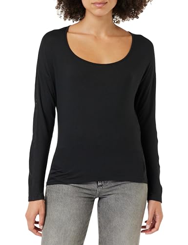 Calvin Klein Damen Sweatshirt L/S Curve Neck Stretch, Schwarz (Black), XS von Calvin Klein