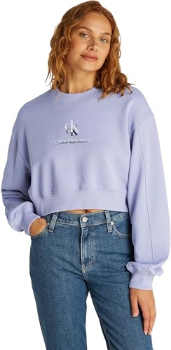 Calvin Klein Damen Sweatshirt Shadow Graphic Crewneck Cropped, Violett (Persian Violet), XS von Calvin Klein