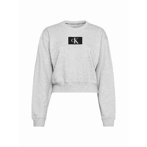 Calvin Klein Damen Sweatshirt ohne Kapuze, Grau (Grey Heather), XS von Calvin Klein