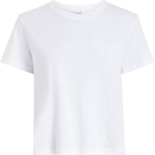 Calvin Klein Damen T-Shirt Kurzarm Classic aus Baumwolle, Weiß (White), M von Calvin Klein
