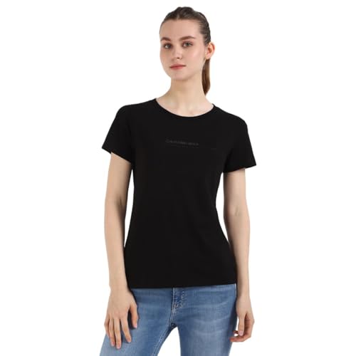 Calvin Klein Damen T-Shirt Kurzarm Institutional Graphic Slim Fit, Schwarz (Ck Black), XXL von Calvin Klein