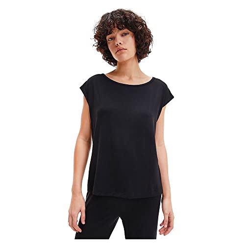 Calvin Klein Damen T-Shirt Kurzarm Lounge-Shirt, Schwarz (Black), M von Calvin Klein