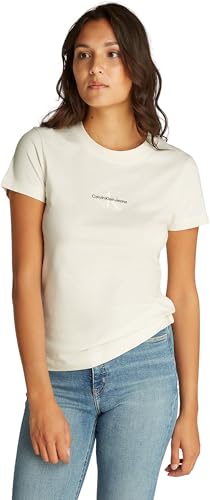 Calvin Klein Damen T-Shirt Kurzarm Monologo Slim Rundhalsausschnitt, Ivory (Elfenbein), 4XL von Calvin Klein