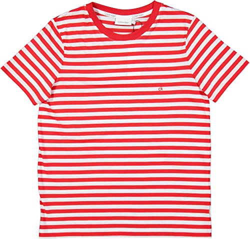 Calvin Klein Damen T-Shirt rot weiß gestreift (as3, Alpha, L, Regular, Regular) von Calvin Klein