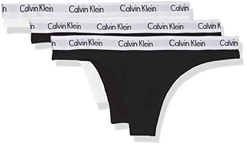 Calvin Klein Damen 3er Pack Strings Tanga, Mehrfarbig (Black/White/Black), L von Calvin Klein Jeans