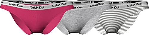 Calvin Klein Damen Thong 3Pk (Ff) 000QD3800E Stringtangas, Mehrfarbig (Pink/Grey/Rainer Stripe_Silver), XL von Calvin Klein Jeans